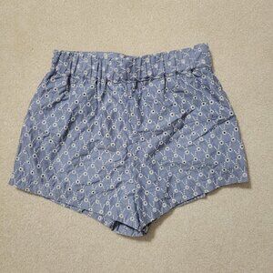 Francesca's Light Blue White Eyelet Shorts, Size Medium